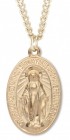 Men's 14kt Gold Over Sterling Silver Oval Miraculous Necklace + 24 Gold Plated Endless Chain