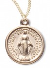 Women's 14kt Gold Over Sterling Silver Round Miraculous Oval Necklace + 18 Inch Gold Plated Chain & Clasp