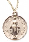 Women's Petite 14kt Gold Over Sterling Silver Round Miraculous Necklace + 18 Inch Gold Plated Chain &amp; Clasp