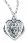 Women's Sterling Silver Heart Shaped Miraculous Necklace, Sterling Silver with Chain