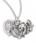Miraculous Necklace with Triple Slide Rose, Sterling Silver with Chain