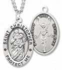 Oval Boy's St. Christopher Track Necklace With Chain
