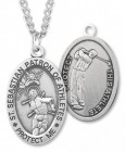 Oval Boy's St. Sebastian Golf Necklace With Chain