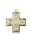 Light and Life Cross Pendant, 14 Karat Gold