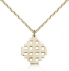 Jerusalem Cross Pendant, Gold Filled