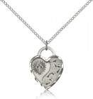 Footprints Heart Medal, Sterling Silver