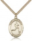 St. Christopher Track and Field Medal, Gold Filled, Large