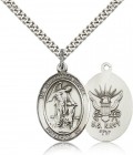 Guardian Angel Navy Medal, Sterling Silver, Large