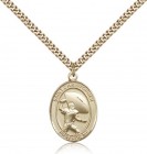 St. Christopher Football Medal, Gold Filled, Medium