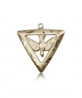 Holy Spirit Triangle Medal, 14 Karat Gold