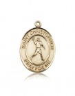 St. Christopher Football Medal, 14 Karat Gold, Large