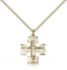 Modern Crucifix Pendant, Gold Filled