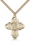 Our Lady 5 Way Cross Pendant, Gold Filled
