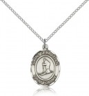 St. Sebastian Skiing Medal, Sterling Silver, Medium