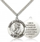 St. Christopher Medal, Sterling Silver