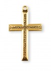 Cross with Raised Center Necklace +16 Karat Gold Over Sterling Silver with Chain