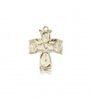 4 Way Cross Pendant, 14 Karat Gold