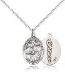 Sts. Cosmas and Damian Doctors Medal, Sterling Silver, Medium