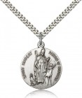 Men's Round Sterling Silver St. Hubert of Li&egrave;ge Medal
