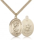 St. Christopher Navy Medal, Gold Filled, Large