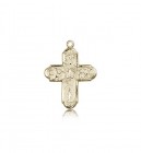 5 Way Cross Pendant, 14 Karat Gold