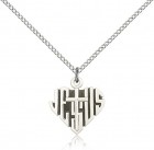 Heart of Jesus Cross Pendant, Sterling Silver