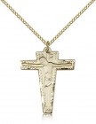 Primative Crucifix Pendant, Gold Filled
