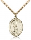 St. Sebastian Lacrosse Medal, Gold Filled, Large