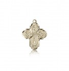 4 Way Cross Pendant, 14 Karat Gold