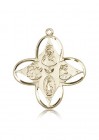4 Way Cross Pendant, 14 Karat Gold
