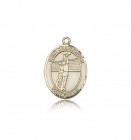 St. Christopher Volleyball Medal, 14 Karat Gold, Medium