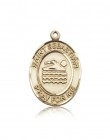 St. Sebastian Swimming Medal, 14 Karat Gold, Large