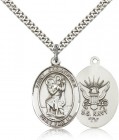 St. Christopher Navy Medal, Sterling Silver, Large