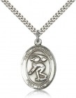St. Christopher Swimming Medal, Sterling Silver, Large