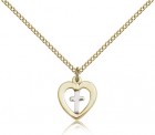 Heart Cross Pendant, Two-Tone