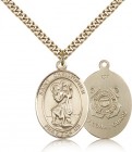 St. Christopher Coast Guard Medal, Gold Filled, Large