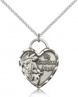 Guardian Angel Heart Medal, Sterling Silver