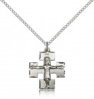 Modern Crucifix Pendant, Sterling Silver