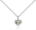 Heart of Jesus Cross Pendant, Sterling Silver