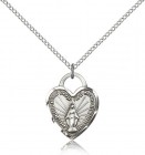Miraculous Heart Medal, Sterling Silver