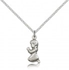 Praying Girl Medal, Sterling Silver