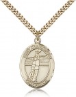 St. Christopher Volleyball Medal, Gold Filled, Large