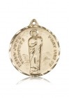 14 Karat Solid Gold Large Men's Saint Jude Medal