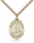 St. Sebastian Skiing Medal, Gold Filled, Large