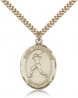 St. Christopher Softball Medal, Gold Filled, Large