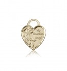 Guardian Angel Heart Medal, 14 Karat Gold