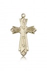 Mosaic Cross Pendant, 14 Karat Gold