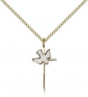Holy Sprit Cross Pendant, Gold Filled