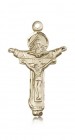 Trinity Crucifix Pendant, 14 Karat Gold