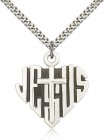 Heart of Jesus Cross Pendant, Sterling Silver
